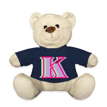 Multicolored letter k - Teddy Bear - french navy - Front