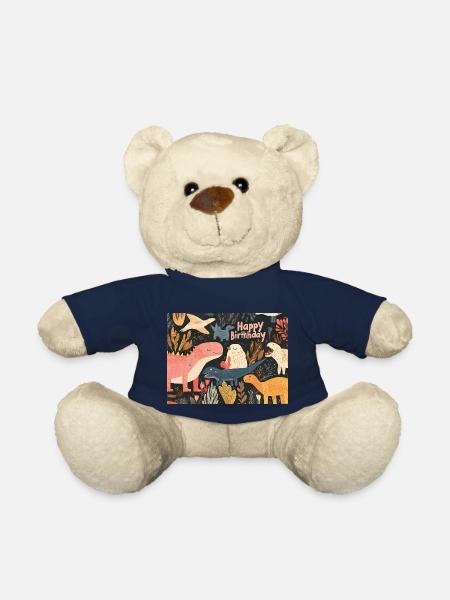 Happy Birthday Dino - Teddy Bear - french navy