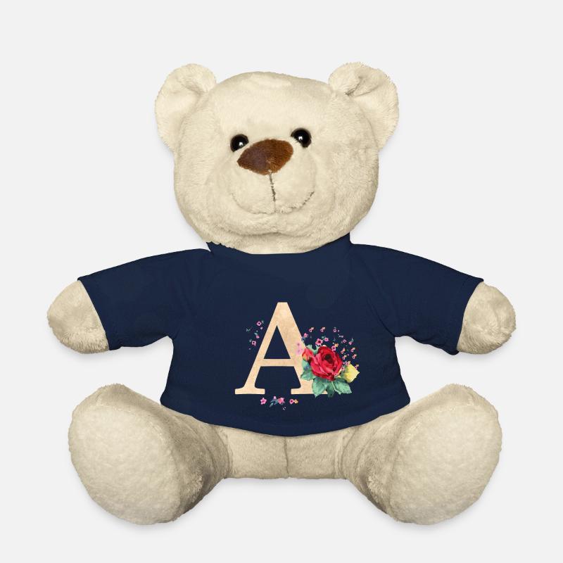 Buchstabe Anfangsbuchstabe A Initialen Rosen - Teddy - French Navy