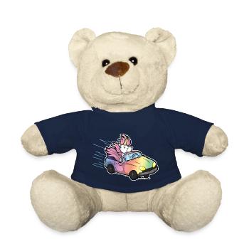 Funny Unicorn Car Gift Driver License Comic - Teddy Bear - french navy - Front