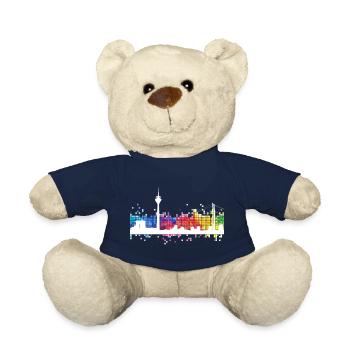 Düsseldorf Germany City Skyline TV Tower - Teddy Bear - french navy - Front