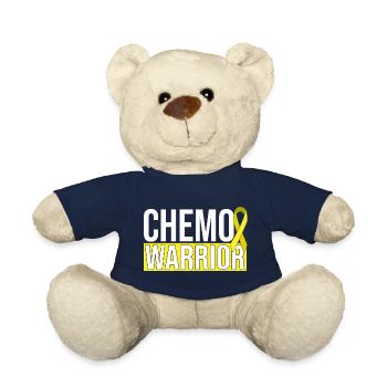 Chemo Warrior - Yellow Ribbon - Teddy Bear - french navy - Front