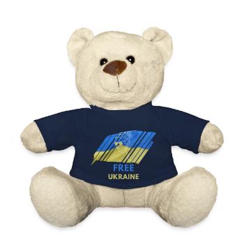 Free Ukraine T-Shirt Ukraine Flagge Frau Geschenk - Teddy - French Navy - Vorne