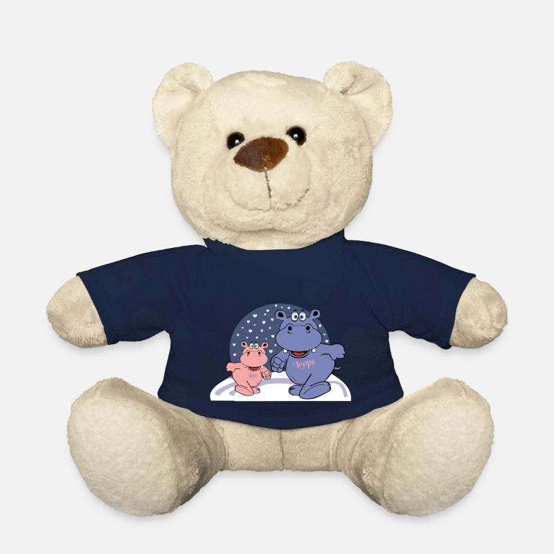 zwei nilpferde im schnee mit herzen - Teddy - French Navy