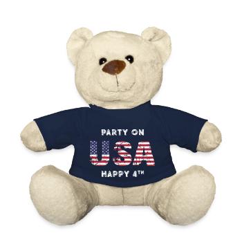 Patriotic Fourth of July Distressed T-Shirt - Teddy Bear - french navy - Front