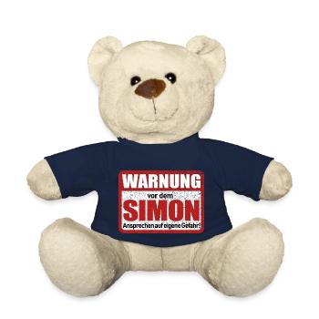 Simon Name Lustiges Warnschild - Teddy - French Navy - Vorne