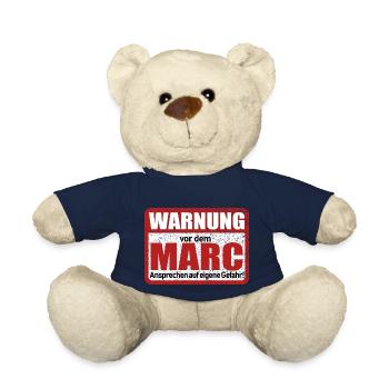 Marc Name Lustiges Warnschild - Teddy - French Navy - Vorne