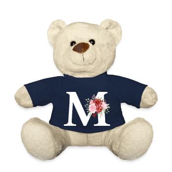Roter Blumenbuchstabe M - Teddy - French Navy - Vorne