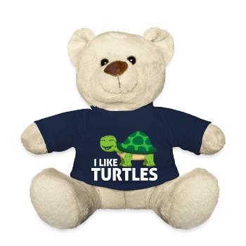 I Like Turtles Cute Tortoise Love Turtle Lover - Teddy Bear - french navy - Front