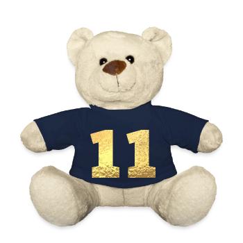 Nummer 11 Gold Glitter - 11. Jahrestag - Teddy - French Navy - Vorne