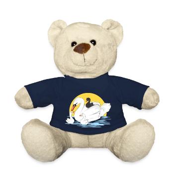 Weiße Schwanenmutter und ihre drei Babys - Teddy - French Navy - Vorne