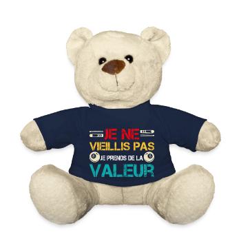 Je ne vieillis pas, je prends de la valeur - Nounours - bleu marine - Devant