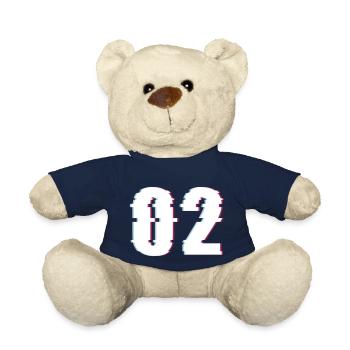 Zwei 2 Two 02 Zahl Effekt Verzerrt Nummer - Teddy - French Navy - Vorne