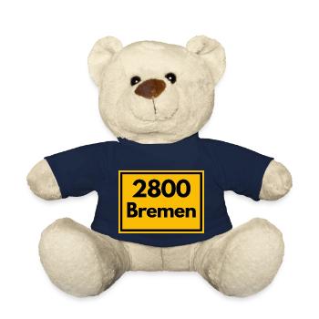 Place sign - then retro old zip code 2800 BREMEN - Teddy Bear - french navy - Front