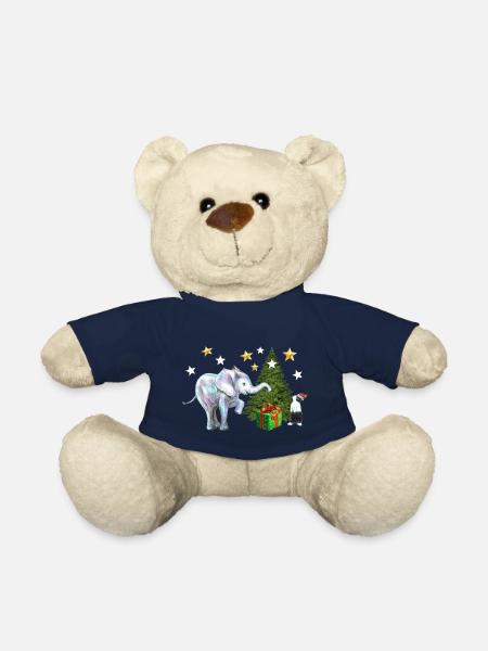 Christmas ,Elephant, Hare, Merry Christmas - Teddy Bear - french navy