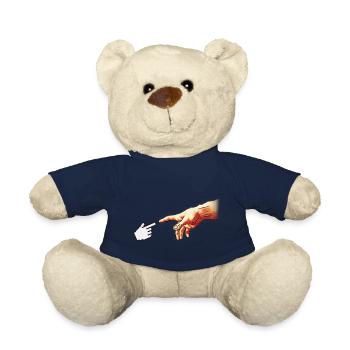 Funny 8bit Nerd & Geek Humor (Creation of Adam) - Teddy Bear - french navy - Front