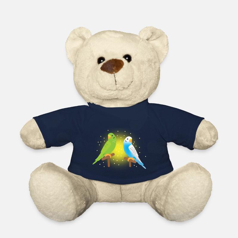 two cute green and blue budgies budgerigar - Teddy Bear - french navy