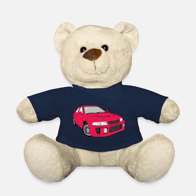 Voiture rouge rétro - Nounours - bleu marine