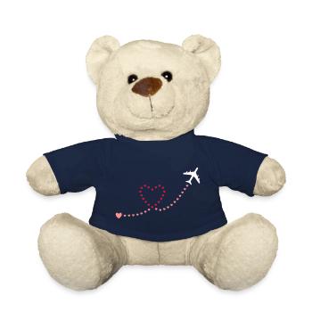 ★ Design colors changeable ★ Airplane, hearts - Teddy Bear - french navy - Front