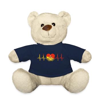 Sicily flag heartbeat pulse sinus curve EKG heart - Teddy Bear - french navy - Front