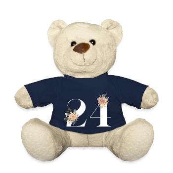 Blumen zum 24-jährigen Jubiläum (Geschenk von 24 Jahren) - Teddy - French Navy - Vorne