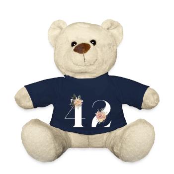 42nd Anniversary Flowers (Gift of 42 years) - Teddy Bear - french navy - Front