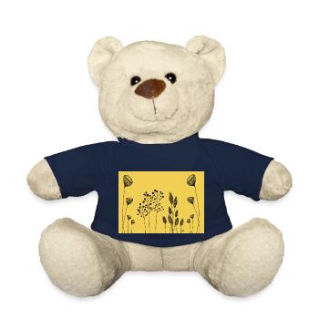Zeichnung Blumen schwarz gelb Fine Line Art - Teddy - French Navy - Vorne