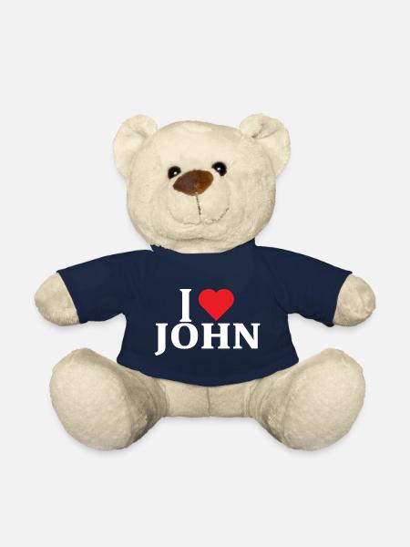 Name T-Shirt I love John T-Shirt Geschenkidee - Teddy - French Navy
