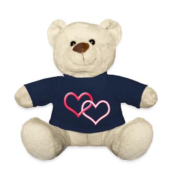 Zwei verbundene Herzen - Teddy - French Navy - Vorne