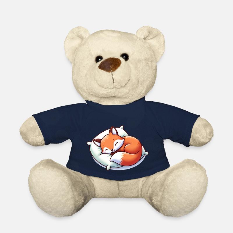 Bébé renard endormi - Nounours - bleu marine