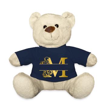 Buchstabe m personalisiert gold floral - Geschenkidee - Teddy - French Navy - Vorne