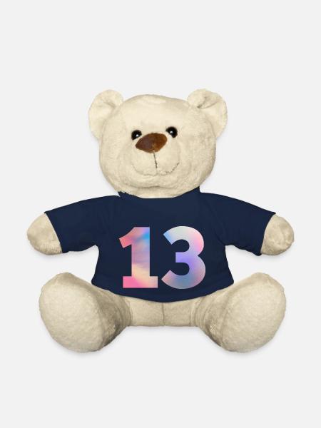 Colorful Number 13 - Teddy Bear - french navy