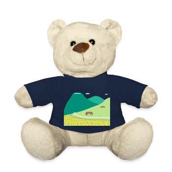 Spring in Jeju Canola Fields and Hallasan - Teddy Bear - french navy - Front