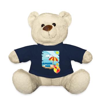 Summer time on the beach with umbrella on vacation - Teddy Bear - french navy - Front