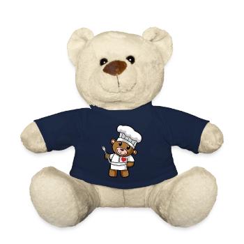 Chef Chef with Heart Cartoon Hobby Chef Culinary Art - Teddy Bear - french navy - Front