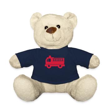 Firefighter Red Fire Truck Emergency Fire Pain - Teddy Bear - french navy - Front