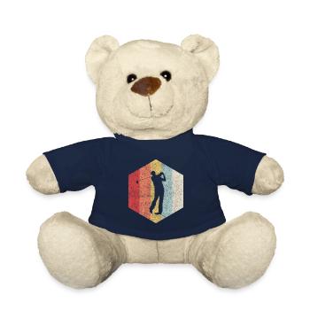 Golf Retro Vintage Abschlag Ball Grün Caddy - Teddy - French Navy - Vorne