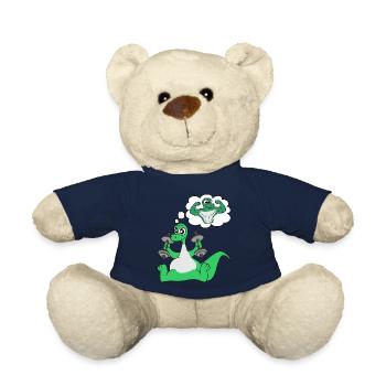 gym fitness dumbbell biceps dinosaur gift fun - Teddy Bear - french navy - Front