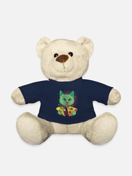 Chat cosmique chats avec pizza - Nounours - bleu marine