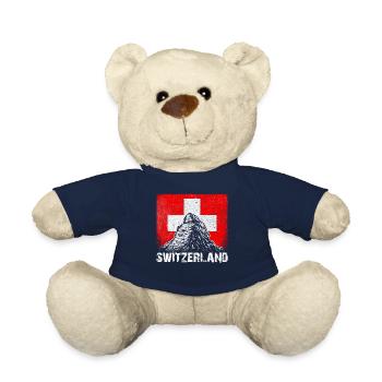 Switzerland Matterhorn Zermatt Swiss Cross Gift - Teddy Bear - french navy - Front