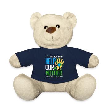 Climate Change Earth Day Environmental Protection Eco Organic Earth - Teddy Bear - french navy - Front