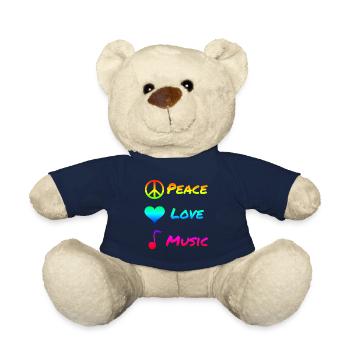 Peace Love Music Peace Music Symbol Gift - Teddy Bear - french navy - Front