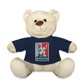 Boston Terrier Hund Retro Vintage Obama Geschenk - Teddy - French Navy - Vorne