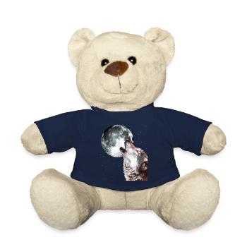 Hurlement loup à la pleine lune hommes - Nounours - bleu marine - Devant