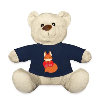 Fox – Cute Fox – Fox Lover – I love you - Teddy Bear - french navy - Front
