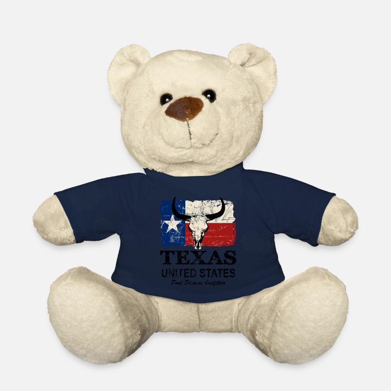 Texas Bull Flag - Vintage Look - Teddy - French Navy