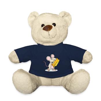 Mouse holding Cheese - Teddy Bear - french navy - Front