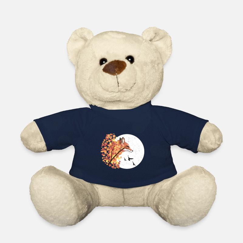 Fuchs Herbst Mond Baum Tier Wald Natur - Teddy - French Navy
