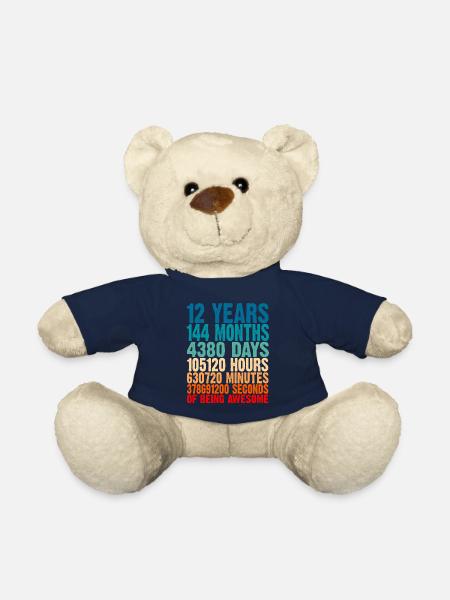 12 Years Of Being Awesome 12th Birthday Gift 1st - Teddy Bear - french navy