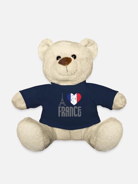 J'aime la france j'aime la france paris eiffeltum - Nounours - bleu marine